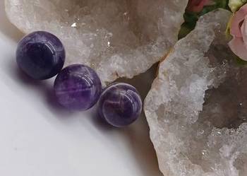 Naturalny ametyst mała kulka 18mm kolekcja dekoracja wyrób biżuterii #24