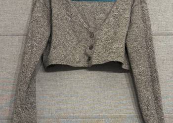 Szary krótki zapinany dziewczęcy sweter ZARA rozmiar 140