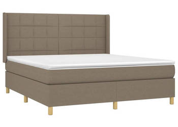 Łóżko kontynentalne z materacem taupe tkanina 160x200 cm WM-3138889