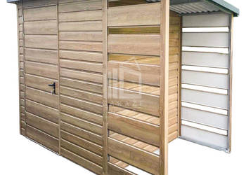 Schowek - domek ogrodowy 2x2m + wiata 0,8m  - drzwi - winchester ID668