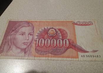 Banknot 100000 dinar Jugosławia