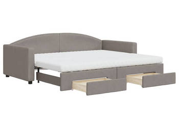 Sofa rozsuwana z szufladami taupe tkanina 90x200 cm WM-3197245