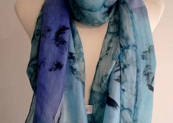 Szalik Jedwabny 100% Naturalny Jedwab Modna Kolorystyka Abstrakcyjny Nadruk