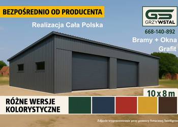 Garaż blaszany Grafit  | Duża Hala Magazyn Wiata   – GRZYWSTAL