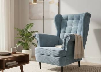 Fotel Uszak Skandynawski Sztruksowy, Różne Kolory, Dostawa 0zł!