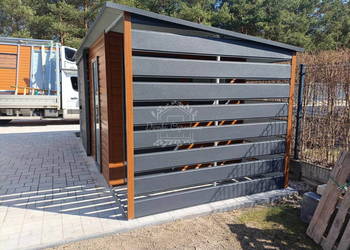 Schowek - domek ogrodowy 4,4x2,5m + wiata  drzwi przesuwne ID1084