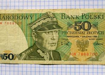 BANKNOT - 50 ZŁOTYCH 1988 ROK ( SERIA : HW 7888700 )