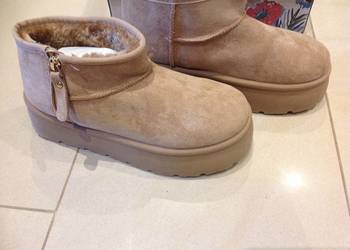 Śniegowce Botki na Platformie Beżowe Damskie rozm 37 na  Zamek Nowe