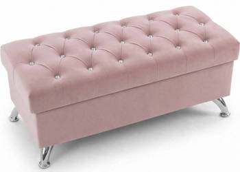 Różowa pufa ze schowkiem kryształkami 100x40