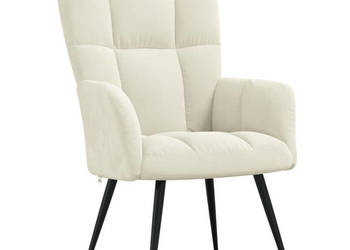 Fotel kremowy tapicerowany aksamitem WM-328082