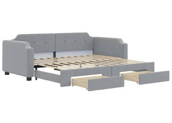 Sofa rozsuwana z szufladami jasnoszara tkanina 80x200 cm WM-3197665