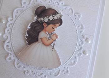 Kartka ręcznie robiona Komunia Święta handmade