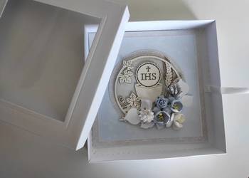 Kartka ręcznie robiona na Komunię Świętą z pudełkiem 2