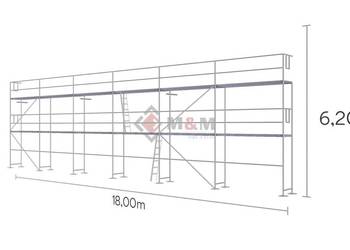 Zestaw 111,6m2 Rusztowanie 18x6,2m Ramy stalowe 2m podest stalowy 3m
