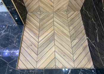 Płytki JODŁA FRANCUSKA drewno 17x60 CHEVRON złoty dąb HIT
