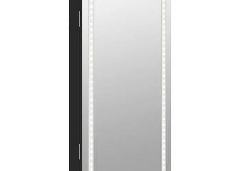 Szafka ścienna na biżuterię z lustrem i LED czarna WM-353248