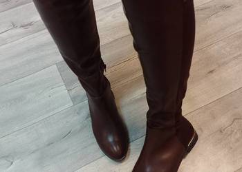 (40) Brązowe/ czekoladowe Kozaki za kolano muszkieterki brązowe, NOWE