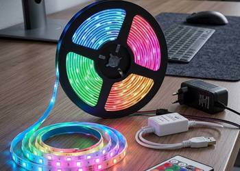 Taśma LED RGB 5m 240 LED IP65 wodoodporna + pilot + zasilacz | podświetleni