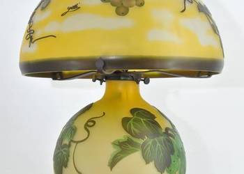 Lampa Stołowa - Gabinetowa Biurowa - Szkło Emile Galle - Lampka Liście #13