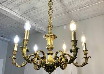 Francuski Żyrandol nr. 37 Francja, mosiądz 6-ram Antyk Lampa