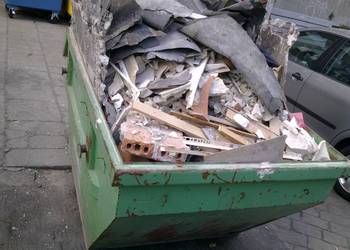 Zniesienie gruzu do kontenera, wniesienie, mebli, materiałów budowlanych.