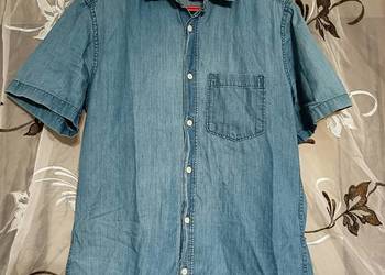 Męska Elegancka Koszula Jeansowa Krótki Rękaw Niebieska Reserved XS