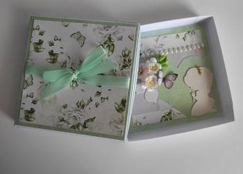 Kartka ręcznie robiona na Komunię Świętą z pudełkiem