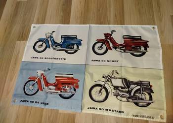 Baner plakat flaga 90x60cm,Jawa 350 mustang kaczka kiwaczka 45x177cm, dkw