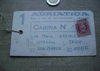 Starocie z PRL - Marynistyka = Etykieta ze statku pasażerskiego z 1967r.