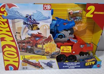 Hot Wheels, Ultimate dual dragon transporter, Smoki, podwójny smok, na autk
