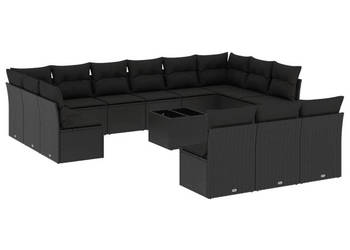 14-cz. zestaw wypoczynkowy do ogrodu poduszki czarny rattan PE WM-3218395