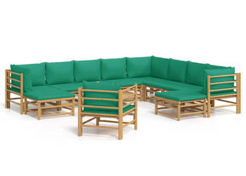 12-cz. zestaw mebli do ogrodu zielone poduszki bambus WM-3155162
