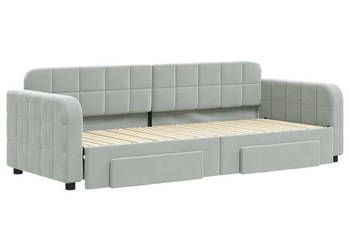 Sofa rozsuwana z szufladami jasnoszara aksamit 80x200 cm WM-3196970