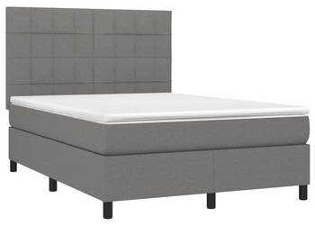 Łóżko kontynentalne z materacem ciemnoszara tkanina 140x190cm WM-3134870