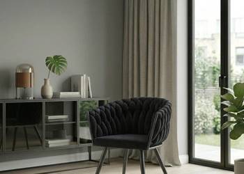 Czarne Krzesło Tapicerowane Rosa, Wysyłka 24H, Dostawa 0zł!