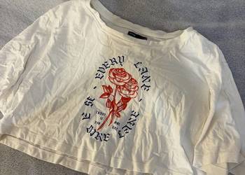 Crop top / krótka bluzka biała z różą