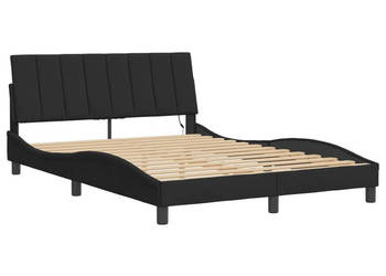 Rama łóżka z LED czarna aksamitna 140x190 cm WM-3213777
