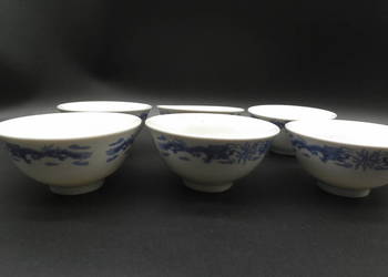 Zestaw chińskich miseczek z motywem niebieskiego smoka 6szt.