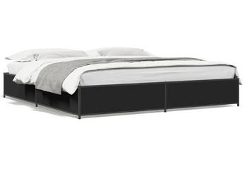 Łóżko Metalowe Czarne Rama Łóżka Ze Stelażem 200x200 cm WM-3279822