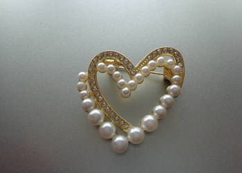 broszka nowa dwa serca kolor złota