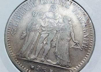 FRANCJA-5 FRANKÓW-1874 r-K-SREBRO-(HERKULES)