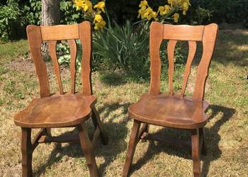 2 Krzesła rustykalne dębowe w stylu biesiadnym