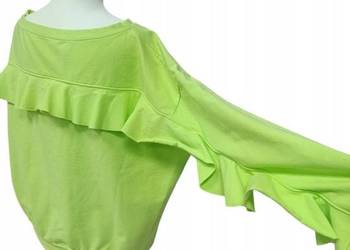 BLUZA bluzka damska z falbanami limonkowa biust 132cm