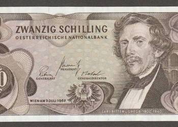 AUSTRIA 20 SCHILLING 1967 - Carl Ritter von Ghega - stan 2