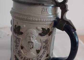 Antyczny Kufel piwny KOBALTOWY, 4F sygnowany, z k. XIXw. Antyczny Kufel piwny KOBALTOWY, 4F sygnowany, z k. XIXw.