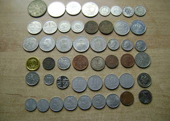 Starocie z PRL - Stare monety zagraniczne = Zestaw 49 sztuk TANIO