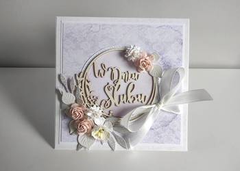 Kartka ręcznie robiona na Ślub w pudełku