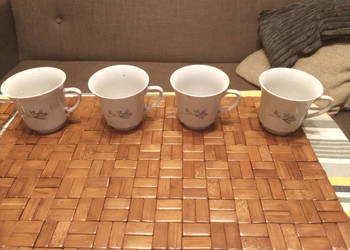 Prl Filiżanki porcelana Chodzież kwiaty 4szt