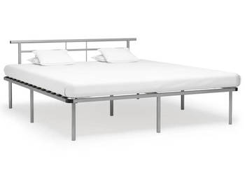 Łóżko Metalowe Szare Rama Łóżka Ze Stelażem 200 x 200 cm WM-324840