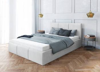 Łóżko Tapicerowane FRESIA 160x200 BIAŁE Stelaż Metalowy